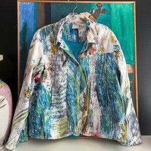 Parsley & Sage Multicolor Abstract Lined Jacket XL